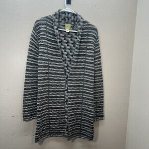 Damask 100% Baby Alpaca Marled Knit Cardigan Sweater Tunic XS Shawl Collar Open